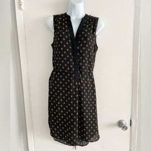 H&M Black Gold Sleeveless Geometric Print Sheath Dress Size 8